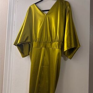 Express Green V-Neck Gown with Dolman Sleeves